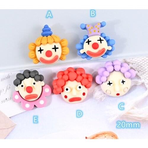 Cute Clown DIY Resin Cabochons 10pcs Colorful Kawaii Flatback Cabochon Resin Craft jewelry making Ornament Decoration
