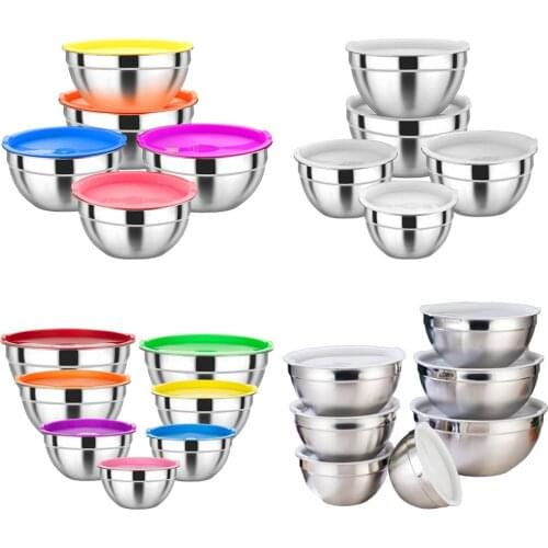 Mixing Bowls with Lids Thicker Stainless Steel Nesting for Storage Cooking