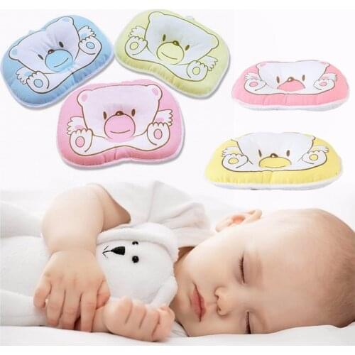 0-12 Months Candy Color Soft Newborn Bed Cotton Oval Shape Little Bear Shaping Pillow Infant Bedding