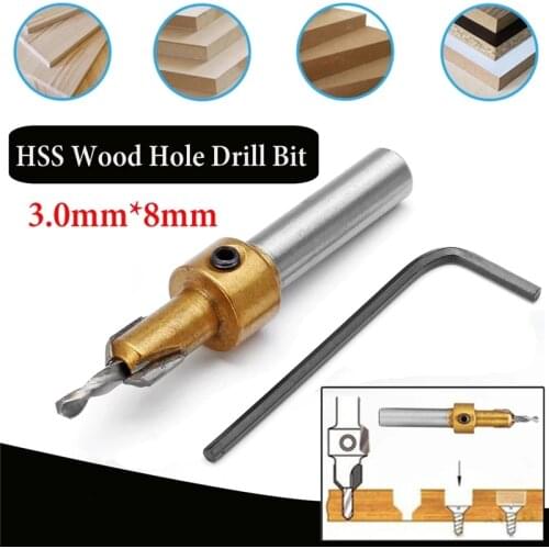 1pcs Hss Timber Wood Working Countersink Drill Bit Kit Screw Cutter 3mm x 8mm Shank For Metal Wood Alloy