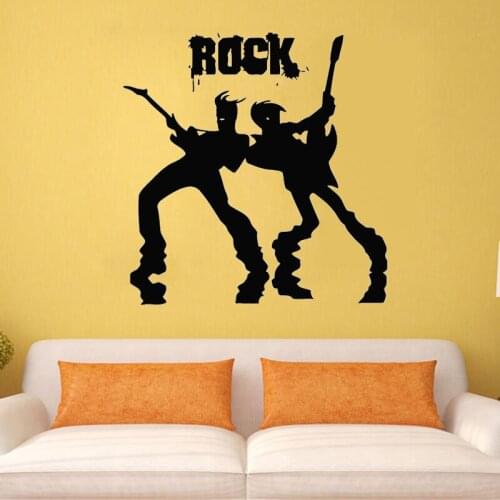 Guitarist Wall Decals Rock Band Rock Concert Men With Guitars Music Wall Sticker Home Decor Living Room Bedroom Vinyl Poster