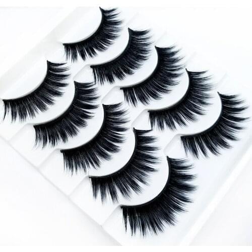 New 5 pairs Handmade 3d mink lashes long thick False Eyelashes Cross Messy Dense Natural Eye Lashes Stage Makeup False Eyelashes