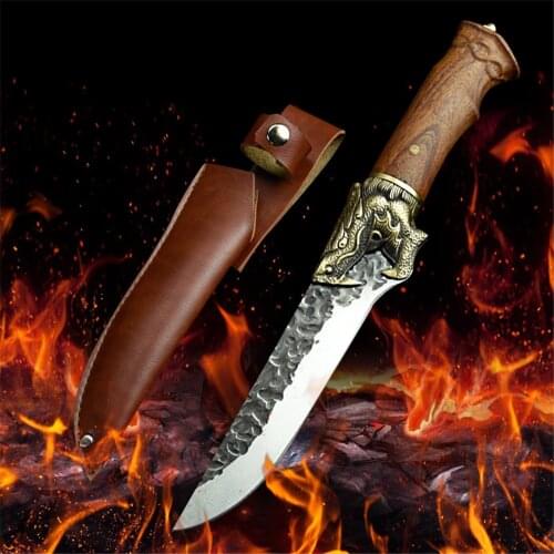 Handmade Boning Knife Sharp Forged Slicing Knives 7Cr17mov Stainless Steel Kitchen Knife Gift Knife Sheath Cover Edge Guard Case