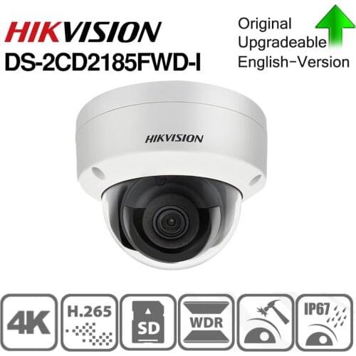 Hikvision Original IP Camera DS-2CD2185FWD-I 8MP Network Dome POE IP Camera H.265 CCTV Camera SD Card Slot IK10 IP67