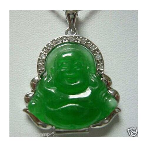 Choker gem chocker maxi undertale pendant pingente Zirconia Crystal Love green gem carved Buddha Pendant Necklace