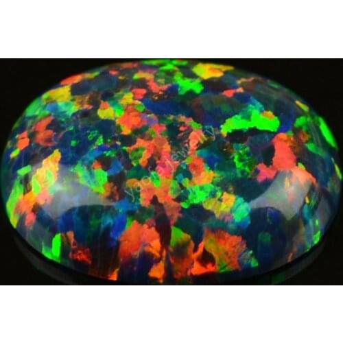 Multi colors black opal stone loose beads gemstones oval shape flat base cabochon created gemstone for jewelry making DIY
