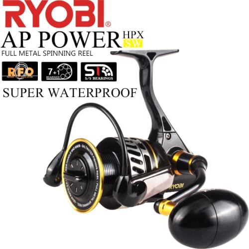 RYOBI AP POWER SW Spinning Fishing Reels 6000/8000/10000 Gear Ratio 5.0:1 Max Drag 10kg Full Metal Body Saltwater Reel Fishing