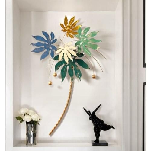 Nordic Wrought Iron Wall Hanging Tree Leaf Shape Crafts Decoration Home Livingroom Porch Sofa Wall Mural Accessories Decor Art