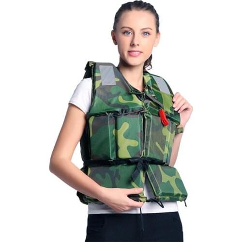 2021 Adult life jacket professional fishing camouflage clothing swimming rafting surfing for flood control clothes vest thick