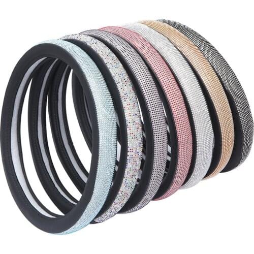 Rhinestone Car Steering Wheel Cover Bling Interior Universal Steering Cover Car-styling for 38cm Bling Car Accessories