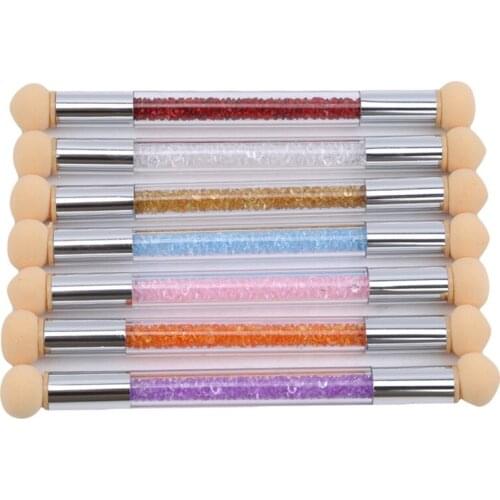Rhinestone Plastic Handle Nail Sponge Gradient Brush Gradual Color Transfer Stamping Blooming Pen + 4Sponge Heads