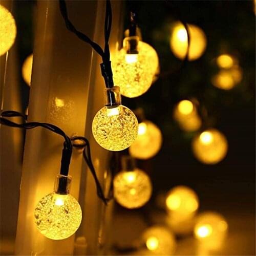 LED solar crystal bubble garland light string outdoor garden lights fairy lights New Year Christmas wedding decorations