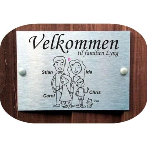 Velkommen)Norwegian Door Plaques Personalised Stick Family Name Signs for 4 People Aluminium-polyethilene Composite Panel