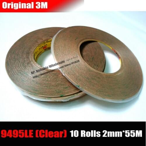 Promot! 10 Rolls (2mm*55M*0.17mm) 3M 9495LE 300LSE Transparent Double Sided Adhesive Tape Super Sticky for Phone Frame Case