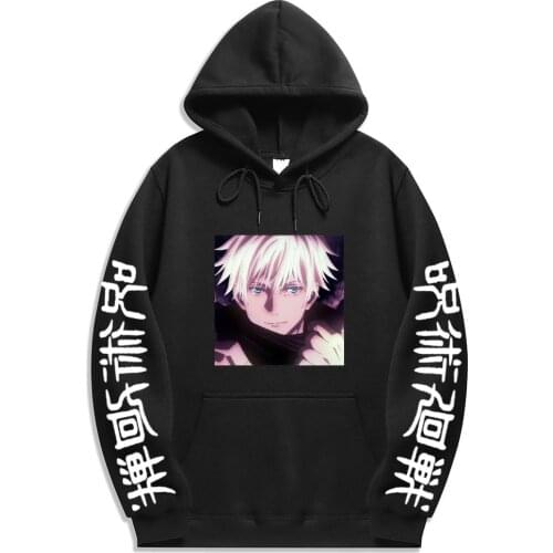 Japan Anime Jujutsu Kaisen print Hoodies Graphic Hoodie Winter Warm Cartoon Streetwear Harajuku Yuji Itadori Sweatshirts Male
