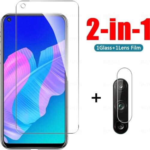2-in-1 Tempered Glass On The For Huawei P20 Lite P30 Lite Screen Protector For Huawei P40 P40 Lite P40 Lite E Phone Camera Lens