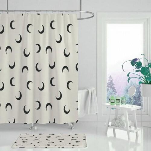 Geometric Line Shower Curtain Green Shower Curtain Long Waterproof Polyester Blackout Bathroom Curtain