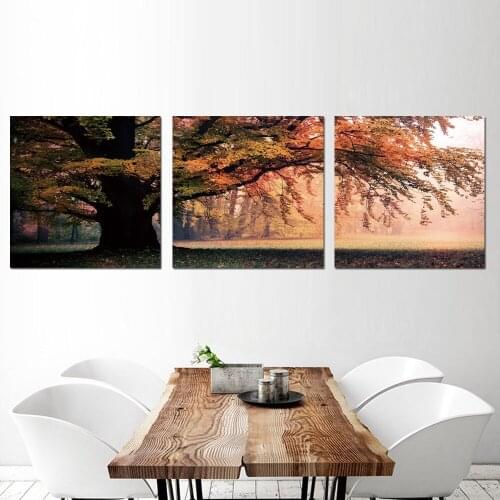 3 Panel Modern Canvas Painting Big Tree Painting Picture Cartoon Painting Canvas Wall Art Frame Art W/0714