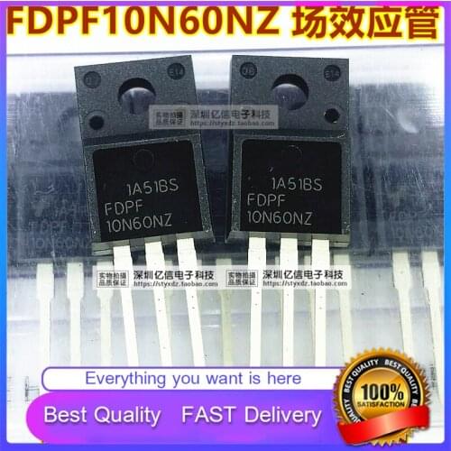 5PCS New Original FDPF10N60NZ 10A600V FIBERGLASS FIELD EFFECT MOS Tube TO220F Direct Plug PACKAGE Good Quality