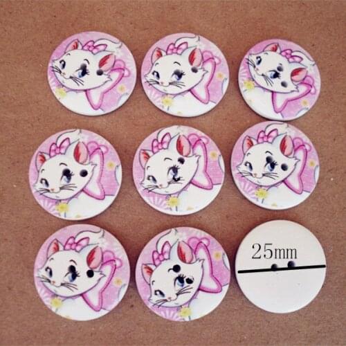 50pcs New 25mm Cartoon Design 2 Holes Wooden Buttons Sewing Buttons Craft Scrapbooking Clothing Accessories K-3