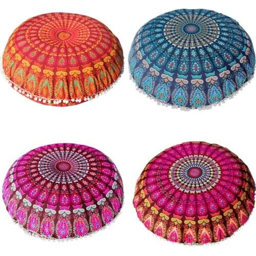 80*80 cm sofa decorative cushions Mandala Floor Pillow Round Cushion Ottoman Pouf pillow case