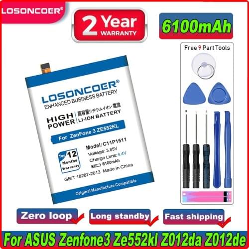 LOSONCOER 5300mAh C11P1511 Batteries For Asus ZenFone 3 ZenFone3 ze552kl z012da/e Battery+Gift tools +stickers