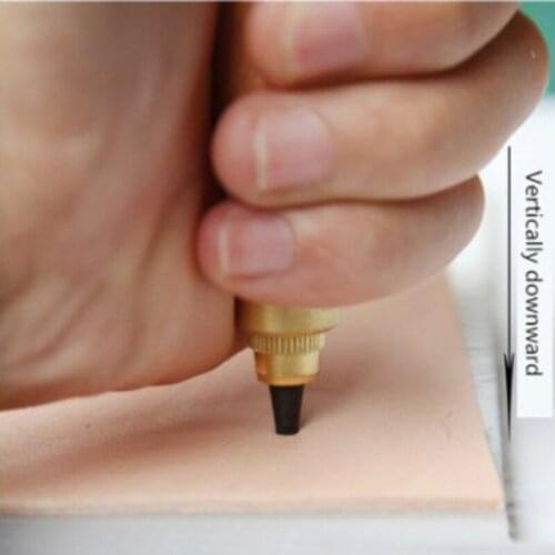 Automatic Belts Punch Replaceable Long Mute Rotary Punching Punchers Leather Craft Tools + 6pcs Tips B1