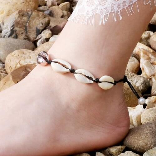 Natural Shell Anklet Summer Beach Bohemia Jewelry Handmade Rope Braided shell Foot Jewelry For Women Girls Gifts Charm Anklets
