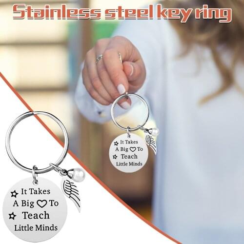 Teacher Keychains It Takes A Big Heart To Teach Little Minds Pendant Keyring Jewelry For Teachers Day Gift Wholesale Llavero