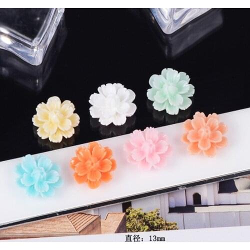 Hot 10pcs 13mm Resin Flower Flatback Stone Embellishment Diy Crafts Embellishments Scrapbooking Accessories Decoration Materials