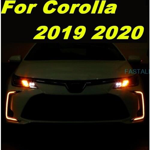 For Toyota Corolla 2019 2020 car modified driving lights streamer turn daytime driving fog lights car accessories