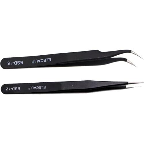 ESD 12 ESD15 Combination Anti-static Resists Corrosion for Electric Maintenance 2 PCS Curve Straight Tweezers