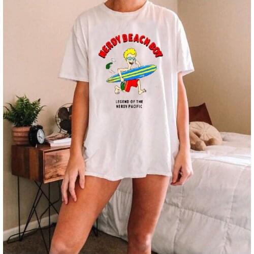 Nerdy Beach Boy Sunny Surf Unisex T shirt Casual T-shirt Womens Fashion T-shirt