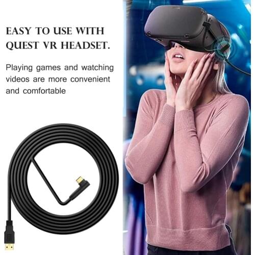 VR Gaming Headset With Cable Clamp USB Data Cable 5Gbps Replacement 5-Meter/16ft High-speed Cord For Oculus Quest/Quest 2 VR