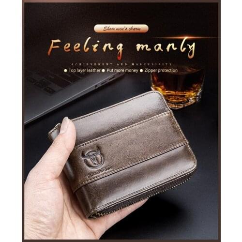 Purse Leather short cross section head layer cowhide wallet leisure change driving license multi-function card slot wallet purse