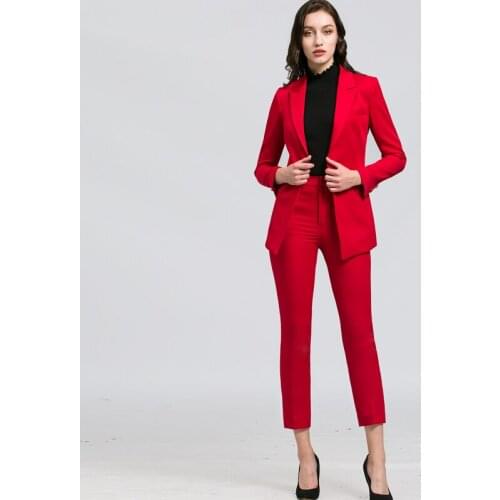 Professional womens pants suits new autumn high-quality suit jacket+ pencil pants feminine Slim fit blazer trousers set