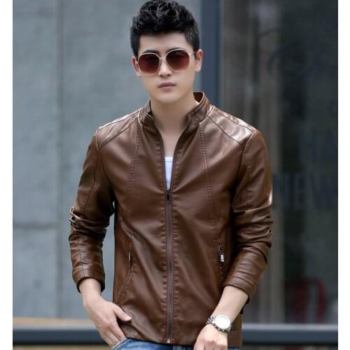 Jacket jackets men motorcycle male spring autumn casual artificial leather plus size business mens coats WLF019