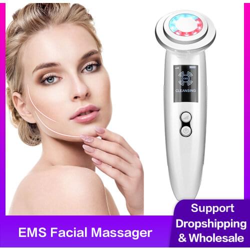 Ultrasonic Facial Lifting EMS Facial Massager LED Light Therapy Sonic Vibration Wrinkle Removal Skin Tightening Skin Care Beauty