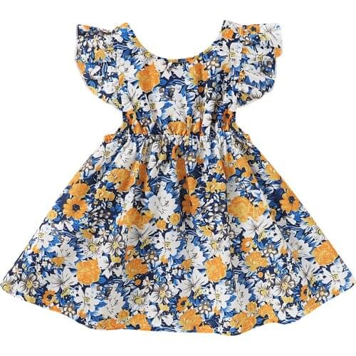 Fashion Newborn Baby Girls Sister Matching Clothes Fry Sleeve Flower Dresses Summer Casual Outfits