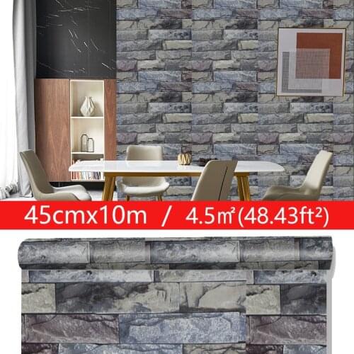 10Meter Retro Brick Pattern Wallpaper Self Adhesive DIY Film PVC Waterproof Wall Stickers for Kitchen Cupboard Countertops Decor