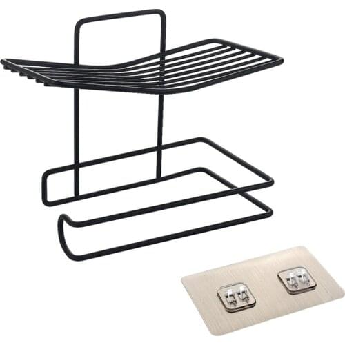 Toilet Roll Paper Holder Kitchen Sundries Iron Shelf Bathroom Shower Gel Shampoo Organizer Wall-mounted Phone Storage Rack