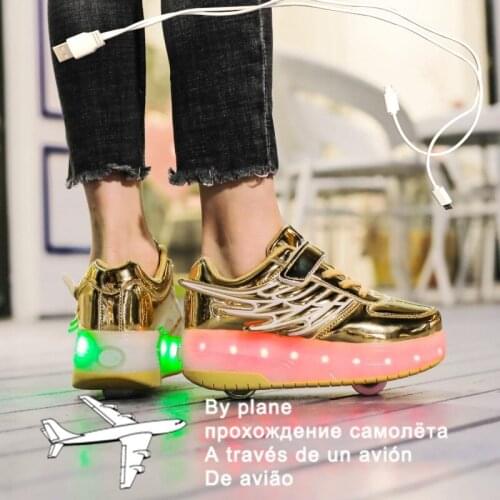 2021 New 28-40 USB Charging Children Sneakers With 2 Wheels Girls Boys Led Shoes Kids Sneakers With Wheels Roller Skate Shoes
