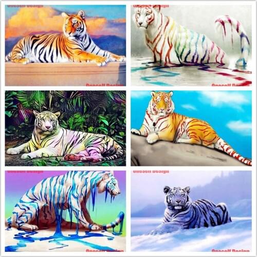 Popular 5d diamond painting full set tiger diy diamond mosaic sale animal diy diamond embroidery full square/round wall sticker