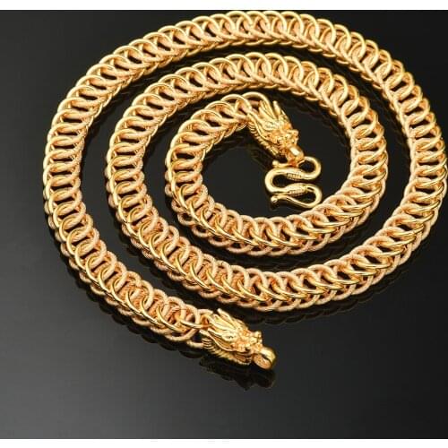 Gold-plated necklace is suitable for mens cutting coil design necklace fashion jewelry Mascot dragon