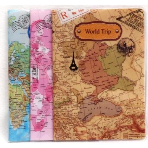 PVC Creative World Map Passport Cover Wallet Bag Letter Men Women Id Address Holder Portable Boarding Travel Accessories