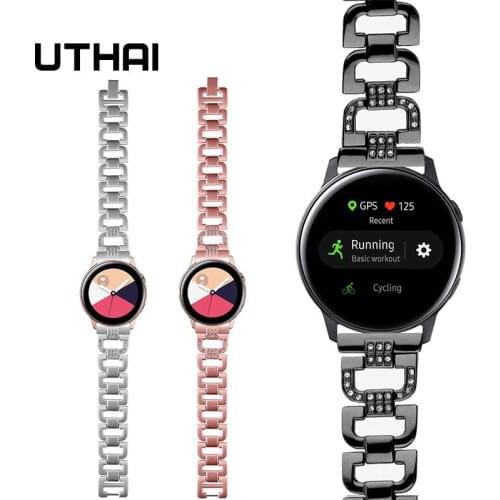 UTHAI Z32 Premium Stainless Steel Watchband For Galaxy watch 42mm Active S2/3 For Amazfit Watch Strap Watch strap with diamonds