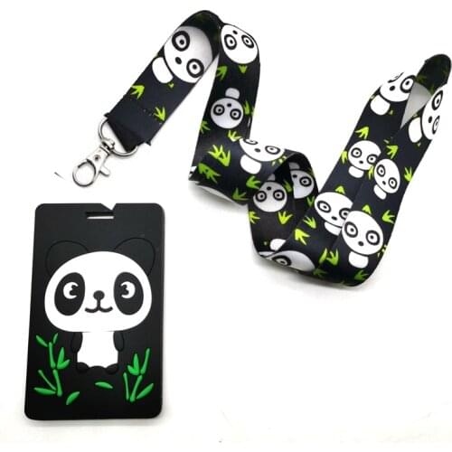 Retail 1pcs Panda Neck Strap Lanyards Card Holders Bank Neck Strap Card Bus ID Holders Rope Key Chain L3
