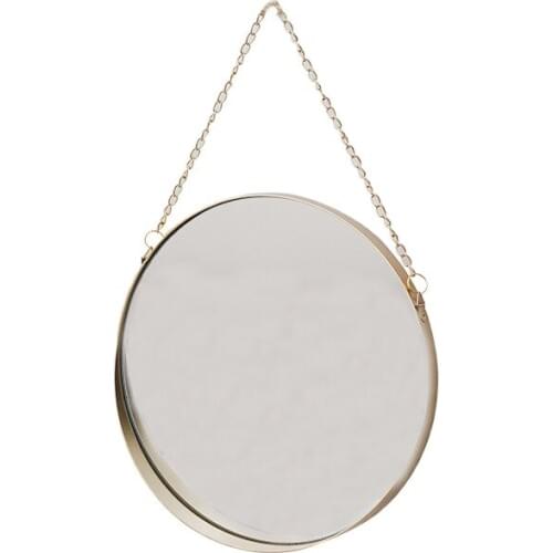 Nordic Metal Bathroom Mirror Round Wall Mount Mirror Ornament Salon Wall Art Toilet Bathroom Decor Hanging Makeup Mirror