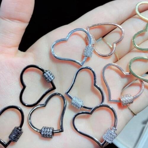 ST024 High Quality Cubic Zirconia Pave Circle With Heart Shape Clasp Electroplated Clasp Jewelry Findings Fashion Jewelry