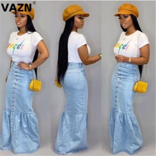 Женские юбки джинсовые VAZN China At AliExpress